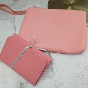 Pandora Pink Wristlet Clutch and Matching Wallet Set